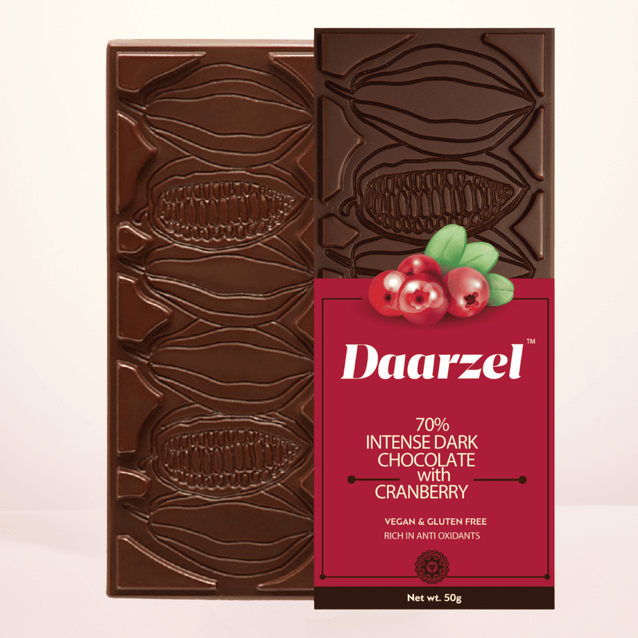Daarzel - 70% Intense Dark Chocolate with Cranberry | Vegan